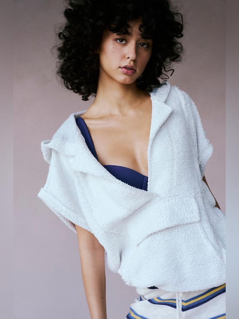 NWOT Free People Beach Leon Terrycloth Sleeveless Hoodie Sz M